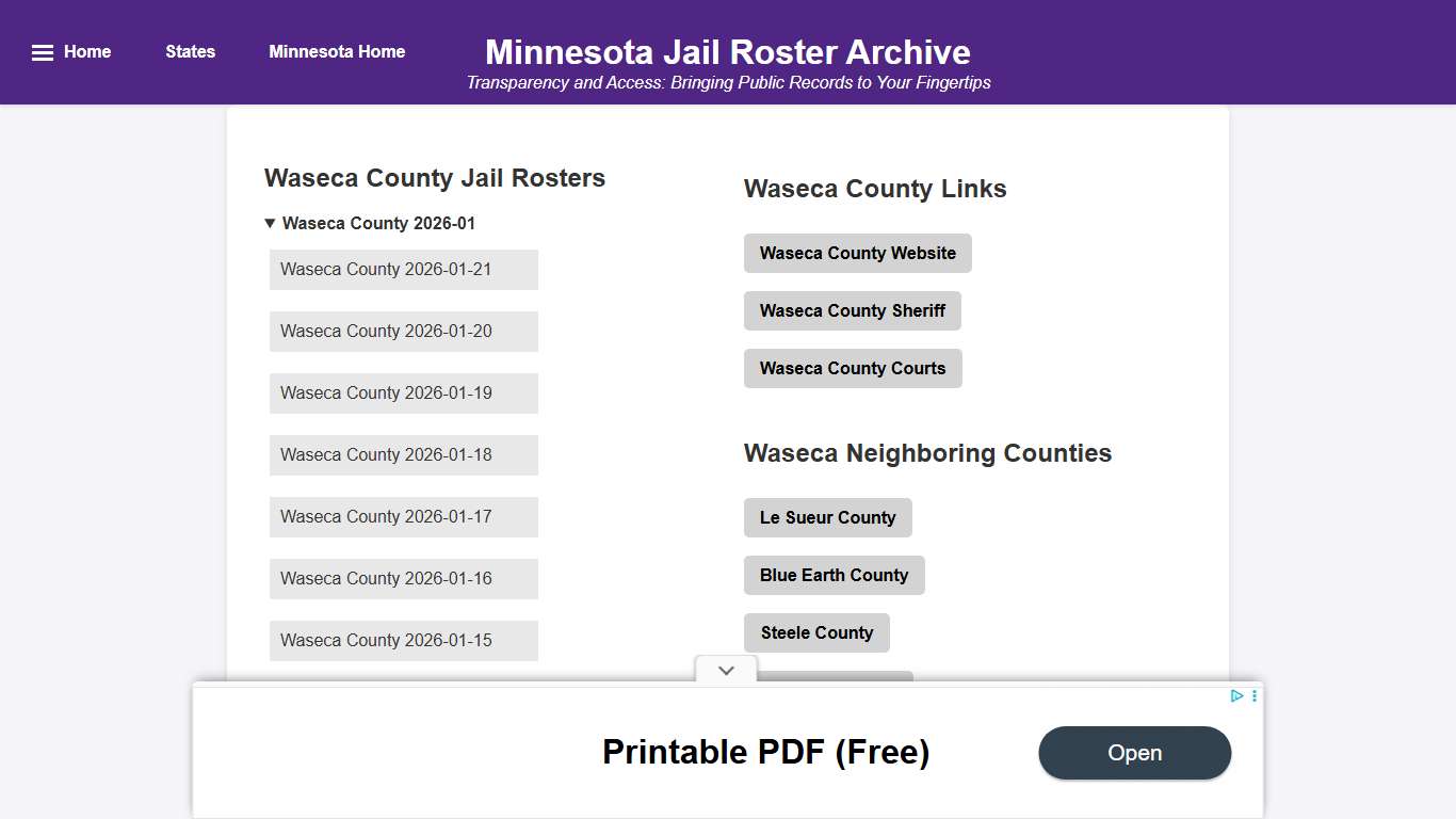 Waseca County - Minnesota Jail Rosters