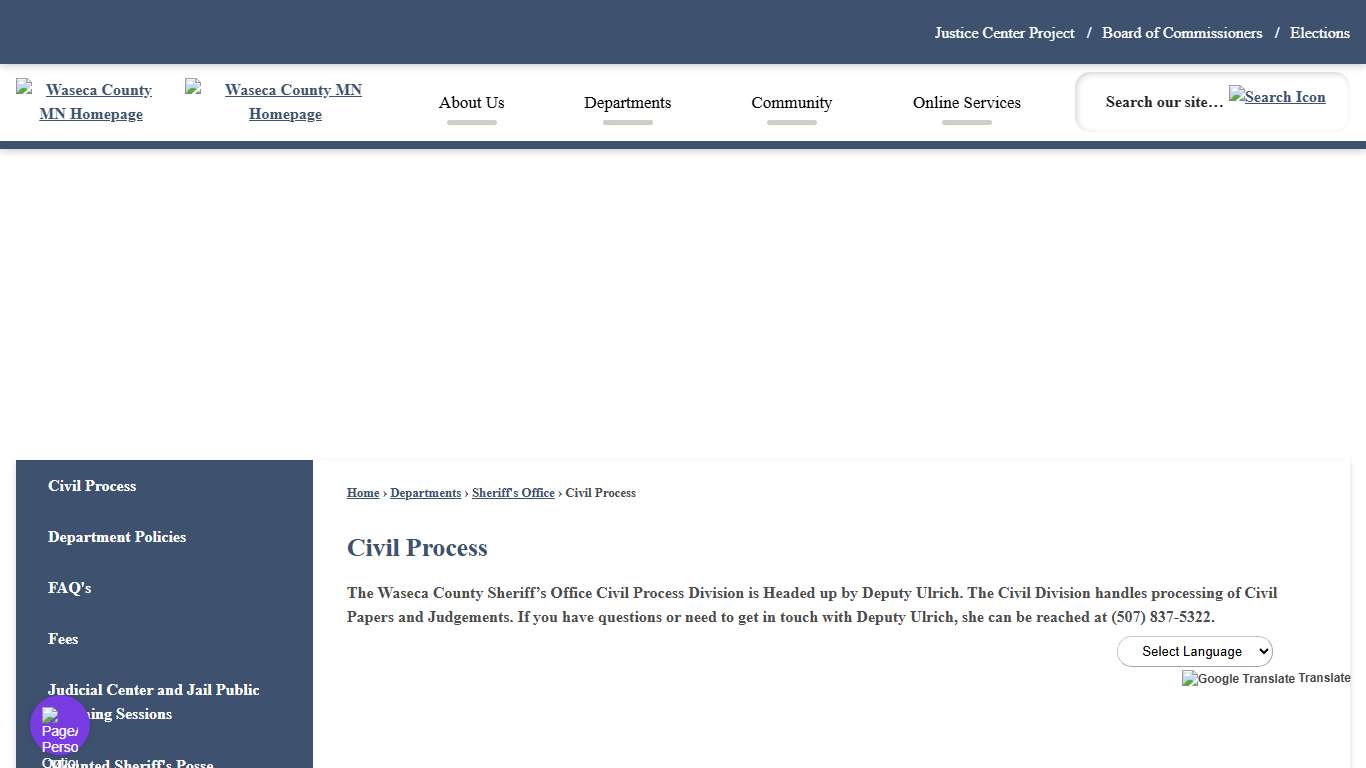 Civil Process | Waseca County, MN - Official Website